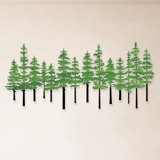 Metal Pine Tree Wall Art Decor Nature Home Decor Cedar Trees Metal Sign Wall Decorations for Living Room, Forest Decor, Nature Lover Gift (Black Green)