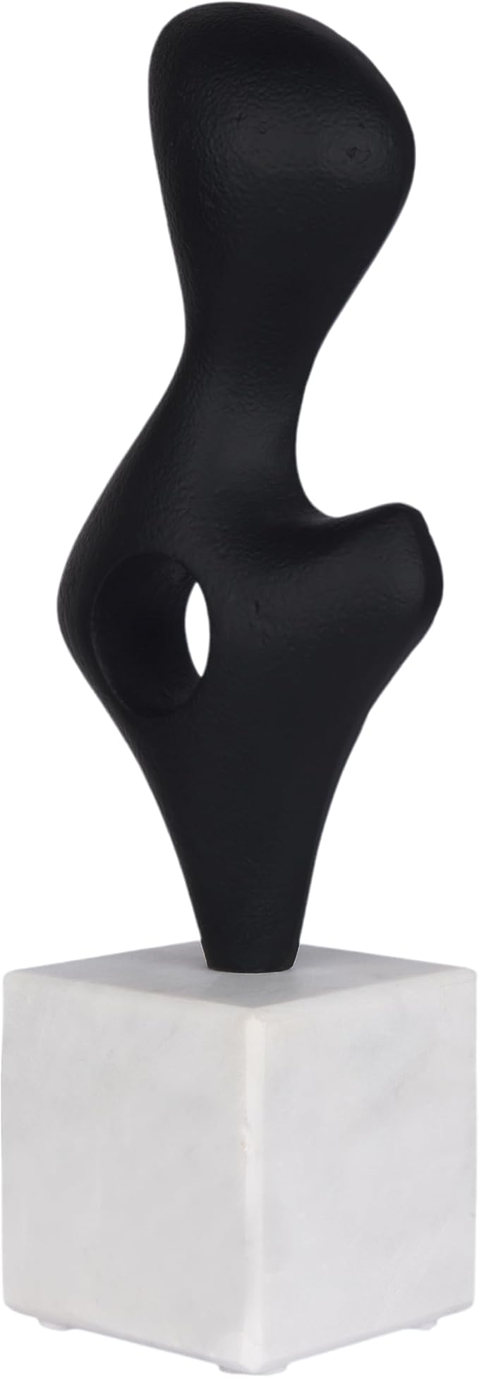 Cruiser’s Caché Modern Abstract Sculpture, Artisan-Made Cast Aluminum with Black Anthracite Finish, Natural Marble Base, 11.75"