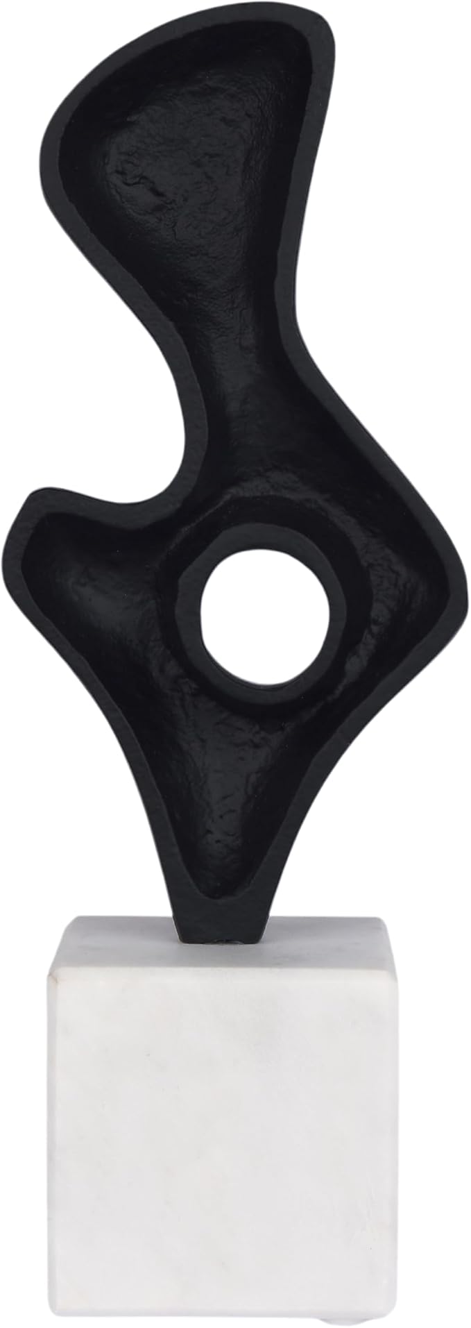 Cruiser’s Caché Modern Abstract Sculpture, Artisan-Made Cast Aluminum with Black Anthracite Finish, Natural Marble Base, 11.75"