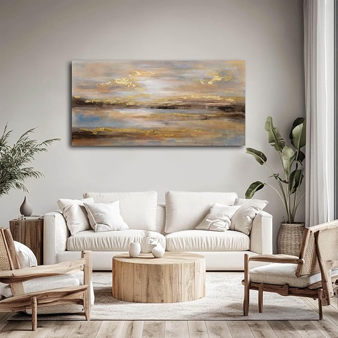 Abstract Wall Art Poster Prints Gold Art Pictures Modern Canvas Picture 24"x48" Canvas Wall Art for Office Bedroom Living Room Wall Decor
